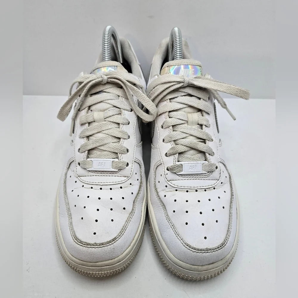 Nike | AF1's Low 'White Irisdescent Swoosh' tennis prep sporty sneakers | WMS 7 - Picture 5 of 14